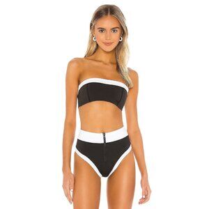 GIGI C Eddie Bikini Top in Black & White Colorblock XSmall Womens Swimsuit